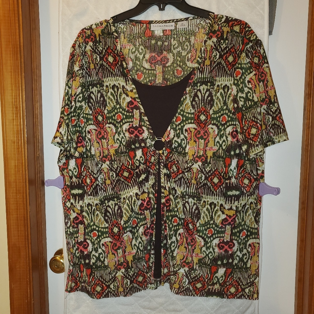 2X Sag Harbor short sleeve Pullover top - Like new